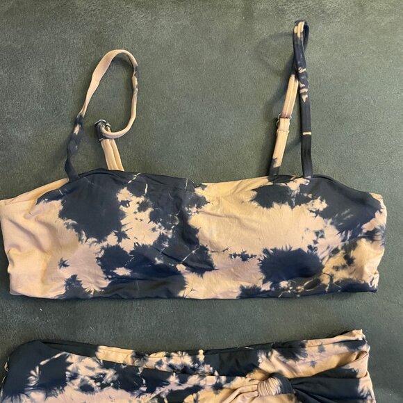 Dippin Daisys Tie-Dye High-Waisted Bikini Set Medium Black & Tan Recycled Fabric - Picture 2 of 6